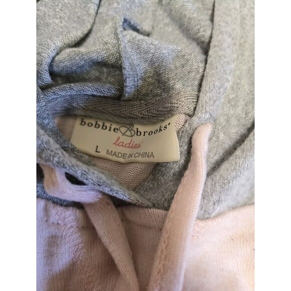 Bobbie Brooks Women Large Pink Gray Long Sleeve Hoodie Pullover Sweatshirt - Picture 8 of 10
